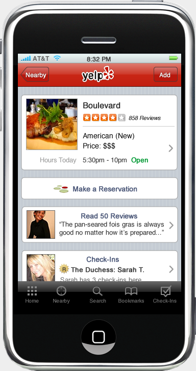 Yelp mobile application